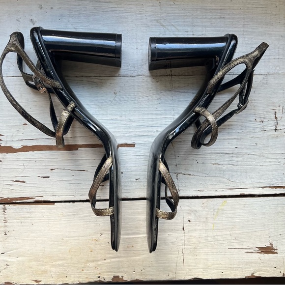 Vintage Y2K unlisted Metallic Strappy Square Toe Chunky Heel - Picture 14 of 15